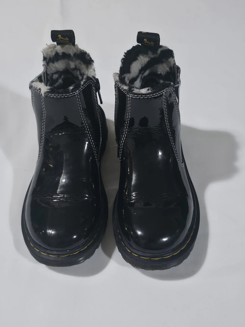 Dr. Martens Girls Size 13 Black Patent Leather Zebra Chelsea Boots
